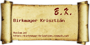 Birkmayer Krisztián névjegykártya